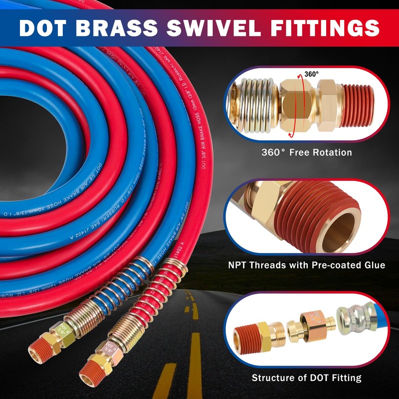 CheeMuii 12 FT Semi Truck Air Line Hose Assembly with