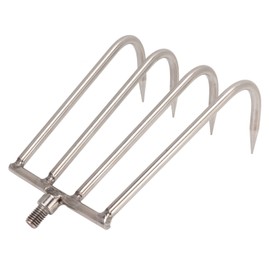 4 Teeth Hand Rake, Stainless Steel Universal 8mm Strong Durable Shrub Rake Small and Lightweight Easy to Carry Garden Rake Aquatic Weed Rake Hand Rake Head for Fishing in Streams Ponds Lakes Rivers(L)