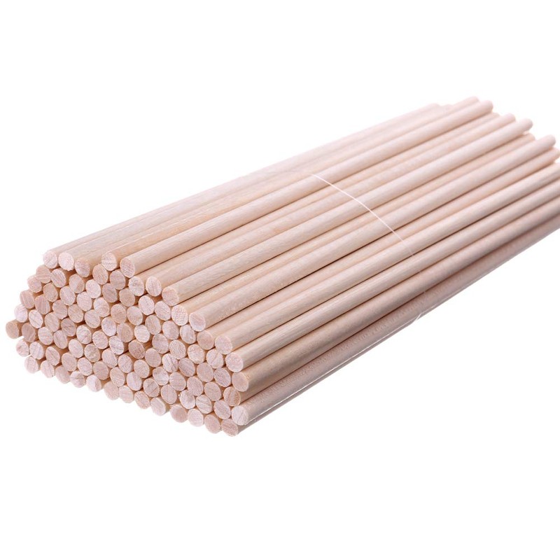 H&S Wooden Sticks Wood Dowel Rods 100pcs 15cm x 4mm