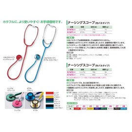 As One Stethoscope Nursing Scope, Outer Spring Type, Double, Blue / 0-1673-04
