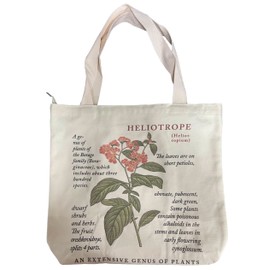 Jiamusi Floral Canvas Tote Bag Botanical Shopping Bag Aesthetic Flower Tote Bag Canvas Grocery Bag for Women Girl Trendy School Tote