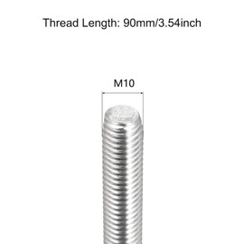 TA-VIGOR 10Pcs M10 x 90mm Fully Threaded Rod, 304 Stainless Steel Studding Rod Bar, Right Hand Threads Rods for Anchor Bolts, Clamps, Hangers and U-Bolts
