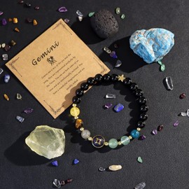 Zodiac Bracelets for Women Spirit Bracelet Manifestation 12 Constellations Healing Crystal Stone Beads Bracelet Birthday Zodiac Gifts Horoscope Spiritual Bracelet