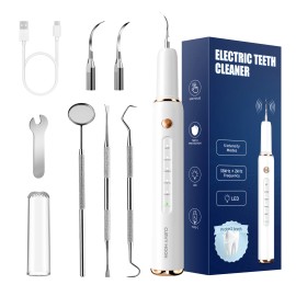 CURVY MOON Christmas Gifts Portable Ultrasonic Dental Cleaner Teeth Whitening Plaque Tartar Removal Bad Breath Removal Home Dental Scalercolor: white