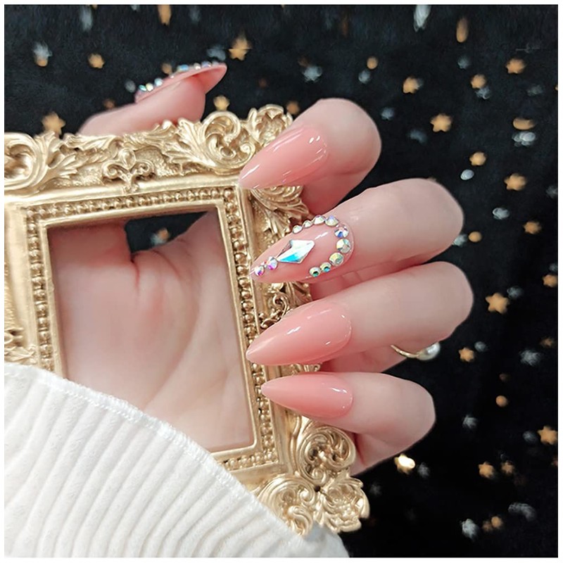 24 Pcs Almond Shape Nail Tips Water Drop Nail False