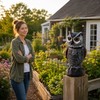 Owl Decoy for Garden Bird Deterrent – Plastic Rotating Head