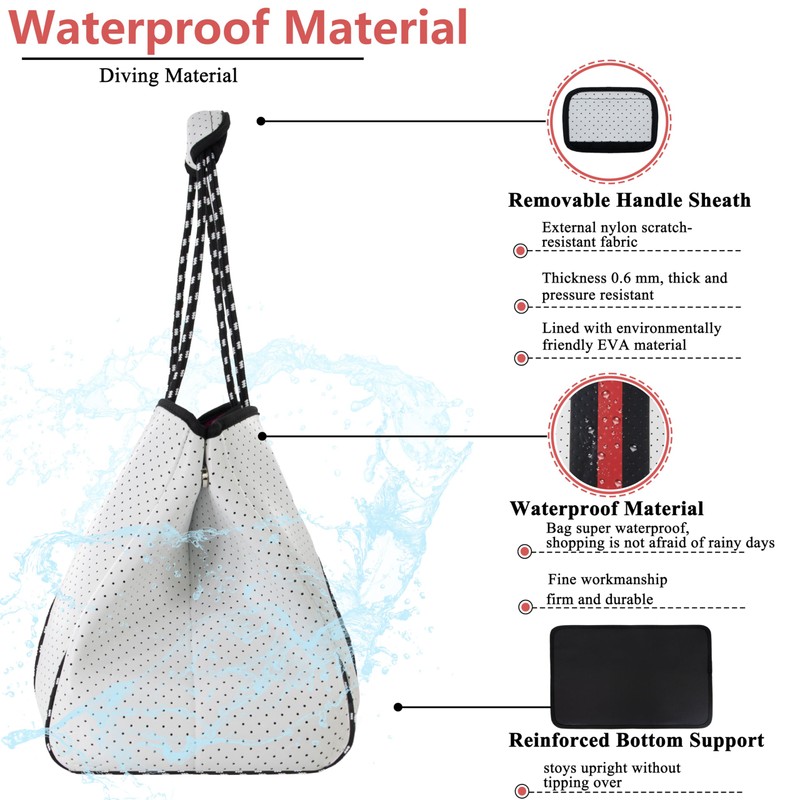 QOGiR Neoprene Multipurpose Beach Bag Tote with Inner Zipper Pocket