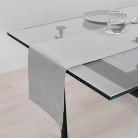 Style Decor W2603010 Reversible Type Table Runner Table Runner Table Center 11.8 x 51.2 inches (30 x 130 cm) 100% Cotton Solid Ox, Frosted Gray