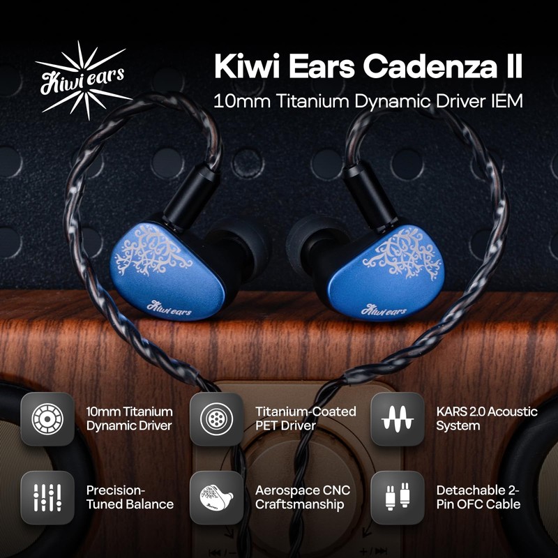 Kiwi Ears Cadenza II 10mm Titanium DD In Ear Monitor