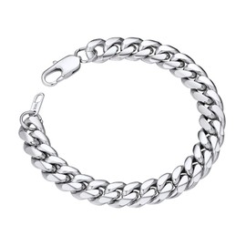 Mens Chain Bracelet Stainless Steel Curb Chain Bracelet Men 10MM 19CM Wrist Chain