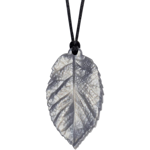 Munchables Chewable Leaf Pendant - Sensory Chew Necklace for Girls (Silver)