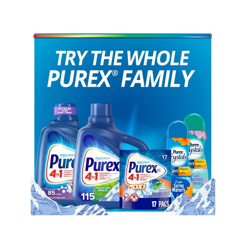 Purex Liquid Laundry Detergent, Fresh Mountain Breeze, 150 Fluid Ounces,