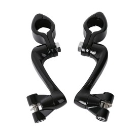 TCMT Black 360 Adjustable Highway Foot Pegs Mounting Kit Fits For Harley Touring Road King Street Glide Road Glide Electra Glide Softail Sportster Dyna with 1.25" Engine Guards