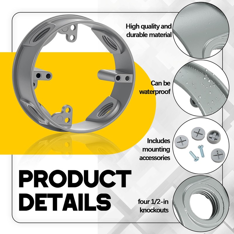 Juexica 2 Pcs 1/2-inch 4 Hole 4 Inch Round Sealproof