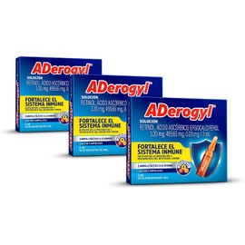 ADerogyl multivitamínico adultos con vitamina A,C y D, 15 ampolletas de 3 ml