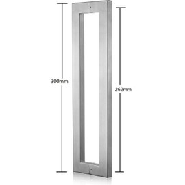 Ranbo 12" Rectangle/Square Push Pull Door Handle,Back to Back, 262mm (10.315 inch), 1.2 mm 304 Stainless Steel, for Barn Front Wood Shower Commercial Entrance Door, Brushed Nickel