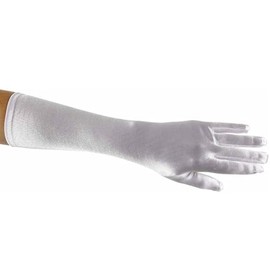 Showstopper Shiny Satin Elbow Length Gloves for Girls (White, 8-12)