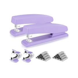 Deli Stapler, Desktop Stapler, 2 Pack, Office Stapler, 25 Sheet Capacity, Includes 2000 Staples and 2 Staple Removers, 2 Pack,Purple