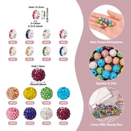 120 Pcs Rhinestone Beads 10mm for Easter Crafting, 8mm Rhinestone Spacer Beads for Bracelets Easter Crystal Diamond Beads for DIY Craft Carnival Masquerade Party Favors