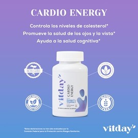 Vitday Aceite de Pescado Omega 3 Con Vitamina E Alto 180 Capsulas 1000mg Contenido de EPA DHA Cardio Energy Suplemento Vitaminas Aceite de Pescado Pur