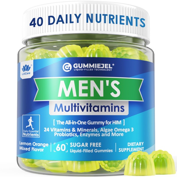 Mens Multivitamins Gummies, Multiminerals, Vegan Omega 3, CoQ10, Probiotics, Daily
