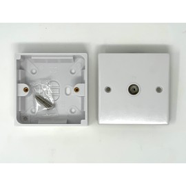 Aerial TV Socket with Back Box and Aerial Lead Male to Male COAXIAL Wall Socket Plate TV