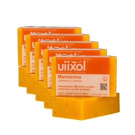 Uiixol Aceites Esenciales - Kit de 5 Jabones Artesanales en Barra, Jabones de Baño con Aromaterapia, con Aroma a Mandarina, para un Mayor Optimismo y Dulzura 100gr c/u