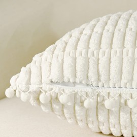 ZWJD Set of 2 Beige Cushion Covers, 50 x 50 cm, Corduroy Sofa Cushion, Soft Cushion Cover, Boho Cushion Covers, Decorative Cushion, Modern Cushion Decoration for Couch, Bedroom, Home, Car, Decorative