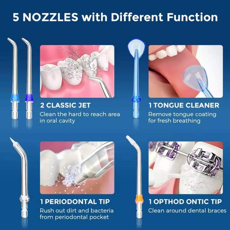 Mueasy Cordless Water Flosser Dental Oral Irrigator Travel Teeth Cleaner