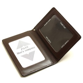 Men's Company Pass Case, Bi-fold, Commuter Pass Case, 2 Sided Type, Men's, Women's, Leather, dark brown