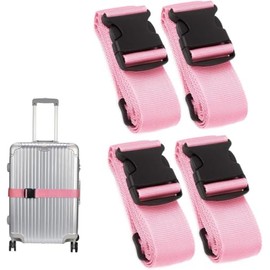 Koffergurt Set 4 Stück Auffälliges Kofferband Kofferbänder für Reisetaschen - Starker Koffergurte Markierung Koffer Zubehör Gurtband Koffergürtel,Rosa