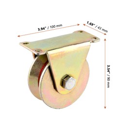 LEXININ 6 PCS 3 Inch Sliding Gate Wheel, Steel V Type Groove Track Rollers, Golden Gate Rollers Rail Wheel for Rail, Rolling Driveway Gate, Sliding Gate