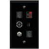 RiteAV Coax 2 HDMI Speaker TOSLINK USBC Flat/Solid Wall Plate [Black]