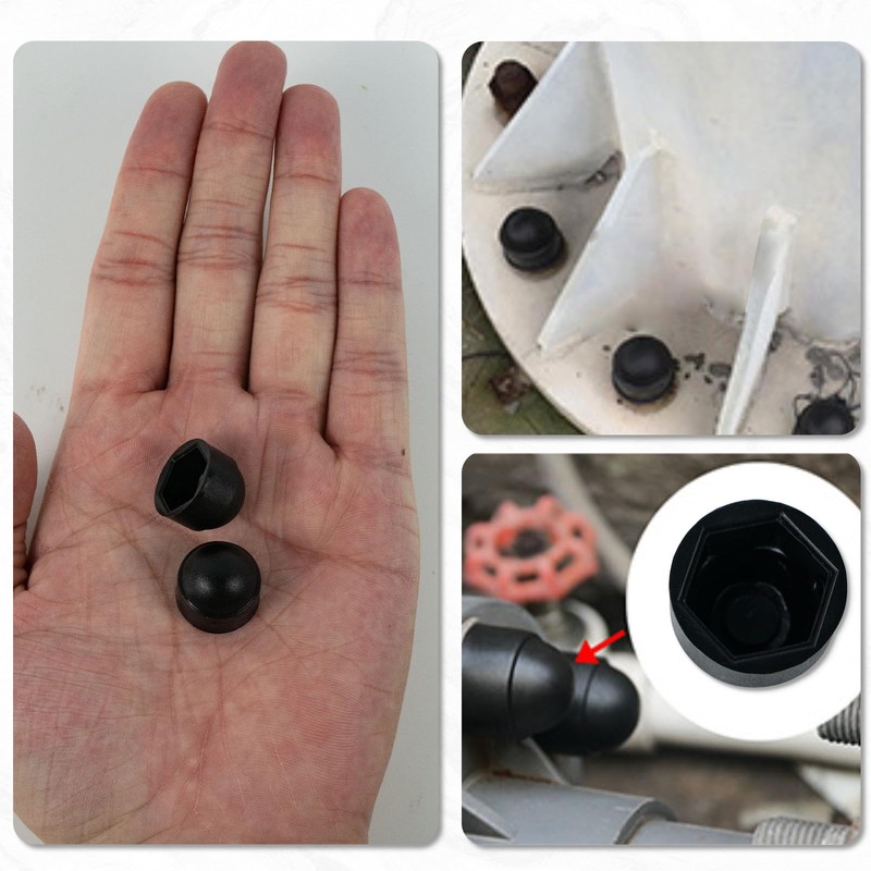 50 Pcs Screws Bolt Covers Caps, Black Hex Nut Protective
