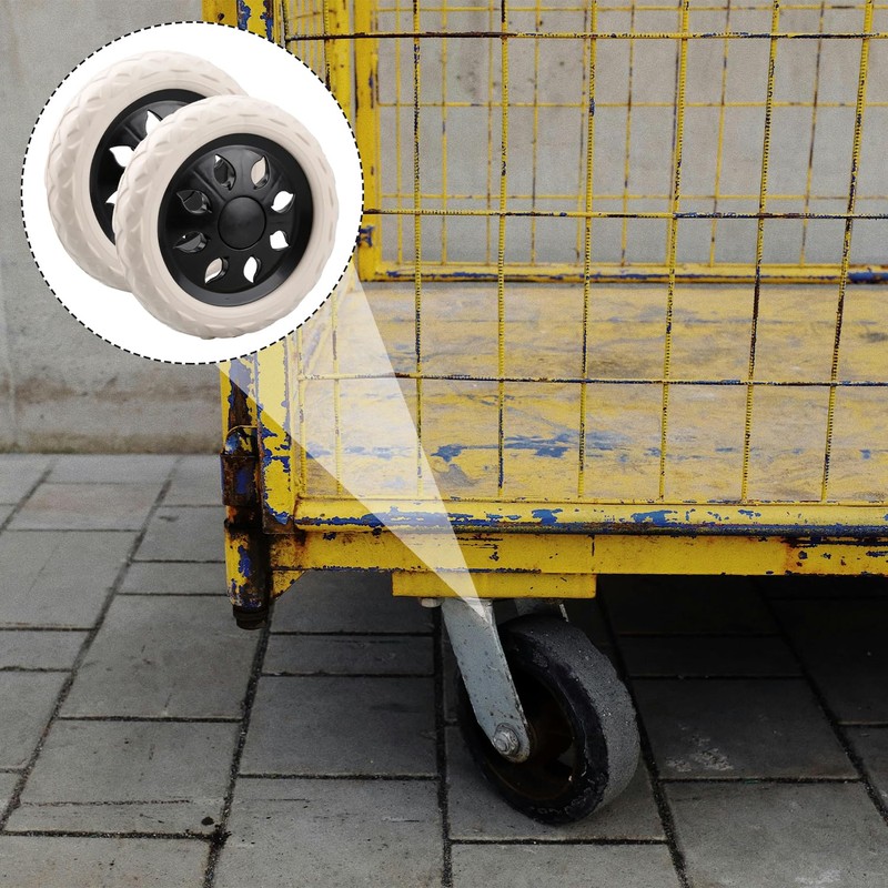 Rumyve 2 Pcs Shopping Cart Replacement Wheels,Black and White Wheels
