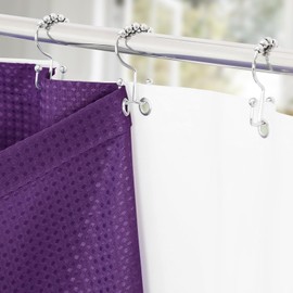 Craidlela 3 in 1 Shower Curtain Set, Purple Waffle Shower Curtain and PEVA Liner Set with 12 Stainless Steel Shower Curtain Hooks, Waterproof Fabric Shower Curtains for Bathroom, 72 W x 72 H