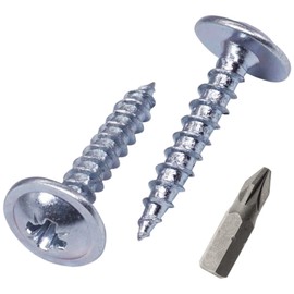 SKIR'CO (Pack of 400) Galvanised Steel 3.0 x 16mm Silver Wood Screws Metal Screws Wafer Head Pozi Self Tapping