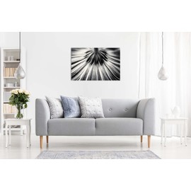 Panther Print Fine Art Prints Black & White Backside Flower Close Up Artistic Framed Canvas Print, Pictures for Home Walls, Bedroom, Living Room & Bathroom Decor 31x20cm (12x8in)