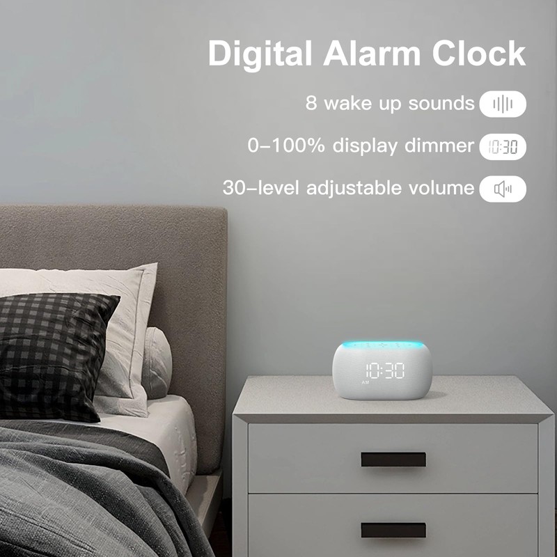 ANJANK White Noise Sound Machine Alarm Clock with Hi-Fi Bluetooth