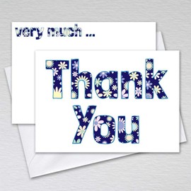 Thank You Card Pack with Envelopes/Thankyou Notes A6 Floral Thank You Postcards Birthday, Wedding, Business Thank You Cards: Bright and Cheerful Blue Thank You Cards (Pack of 50 with Envelopes)