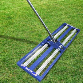 Lawn Leveling Rake with Aluminum Roller & Stainless Steel 40"x10" Levelawn Tool, Heavy-Duty Leveler with 80" Extended Handle for Garden, Golf Course & Farm Use (Blue)