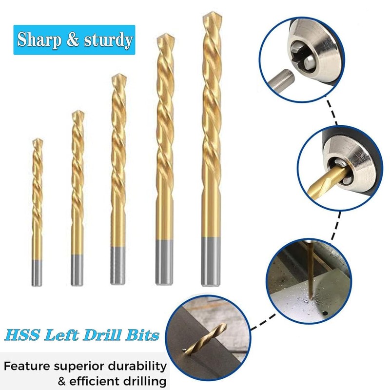 YUENTOEN 10 Piece Screw Extractor Kit, Cobalt HSS Left Hand