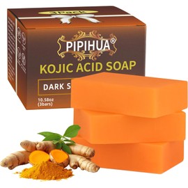 PIPIHUA Lemon Turmeric Kojic Acid Soap for Face Body With Kojic Acid Powder Vitamin C, Retinol, Collagen Dark Spot Soap Bar 10.58OZ