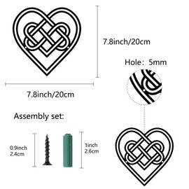 CREATCABIN Heart Metal Wall Art Decor Black Wall Hanging Decor Iron Wire Wall Art Silhouette Sculpture Decoration Sign Hollow Out Minimalist Ornament for Garden Home Balcony Indoor Outdoor 7.8x7.8Inch