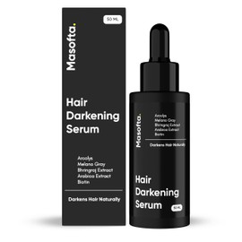 Masofta Anti Gray Hair Darkening Serum | Reverses & Limits Hair & Beard Greying | Promotes Shinier Hair | With Arcolys, Melano Gray, Biotin & Bhringraj For Both Men & Women, 50ML