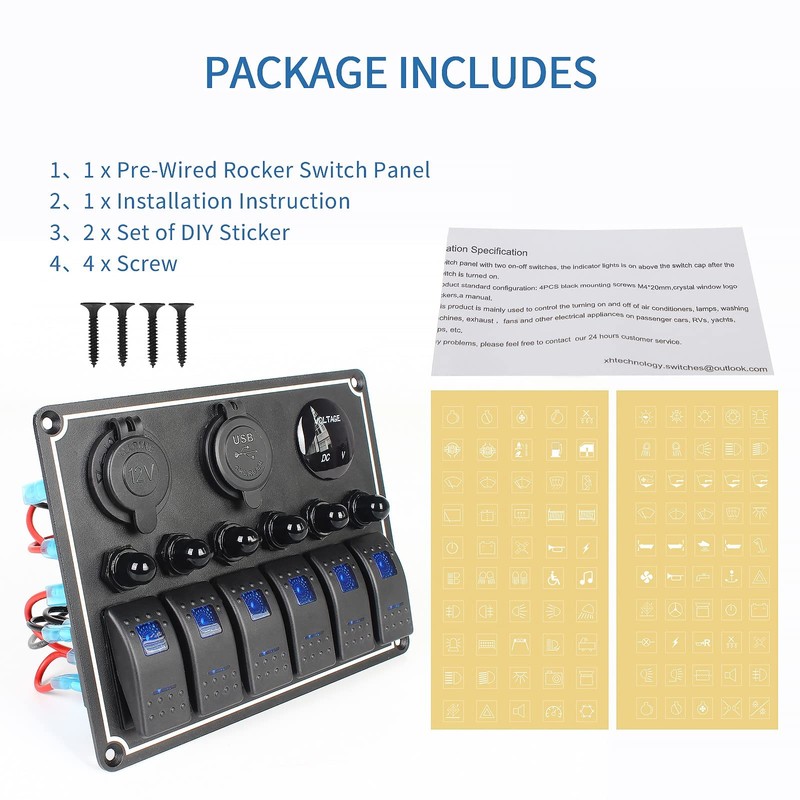 Xhtechnology - Panel de interruptor basculante para barco, impermeable, 6