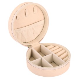 PATIKIL Travel Jewelry Case, Small Jewelry Organizer Portable Mini Jewelry Box Round to Store Rings Earrings Necklaces Bracelets for Women Gifts, Pink