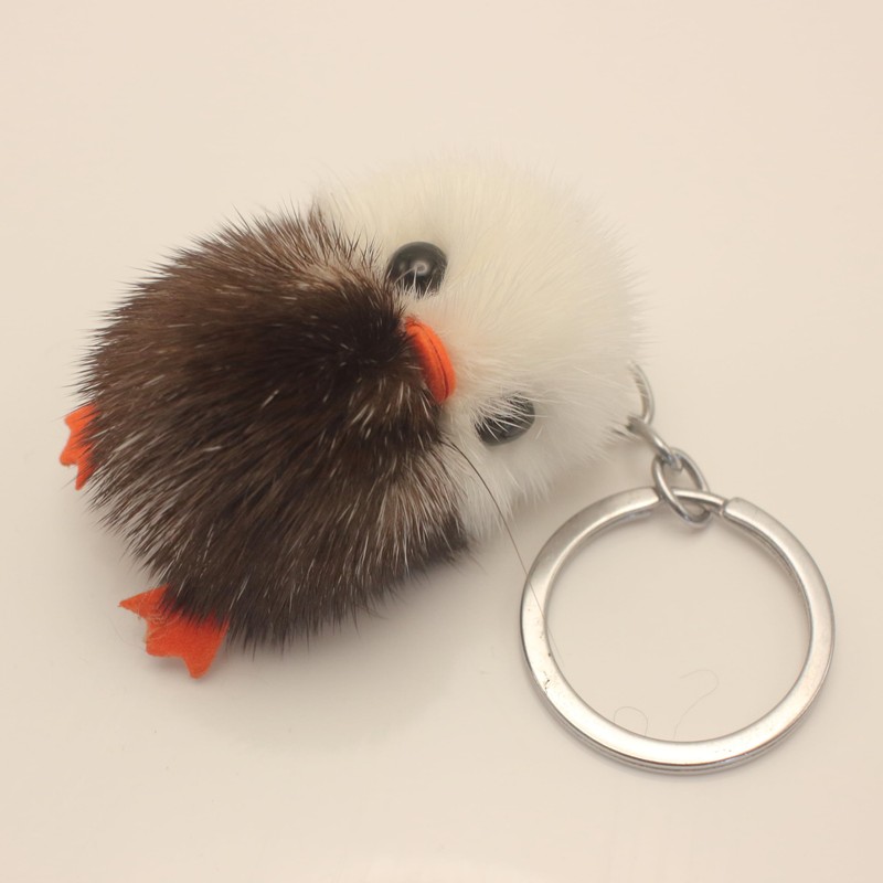 Adorable Genuine Mink Fur Duckling Keychain - Ethically Sourced, Available