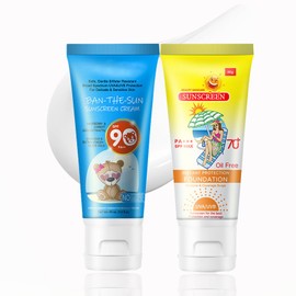 Soleneva 2 Stück Sonnencreme Gesicht Set SPF 90 und Lsf 70, Wasserfester Sonnenschutz für Damen, Feuchtigkeitsspendende Sunscreen gegen UVA- und UVB-Strahlen, Schutz und Langanhaltender UV für Gesicht