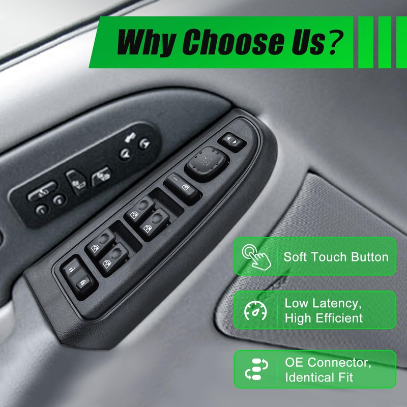 KUTTOLE Driver Power Window Switch & Bezel w/Folding Mirrors for